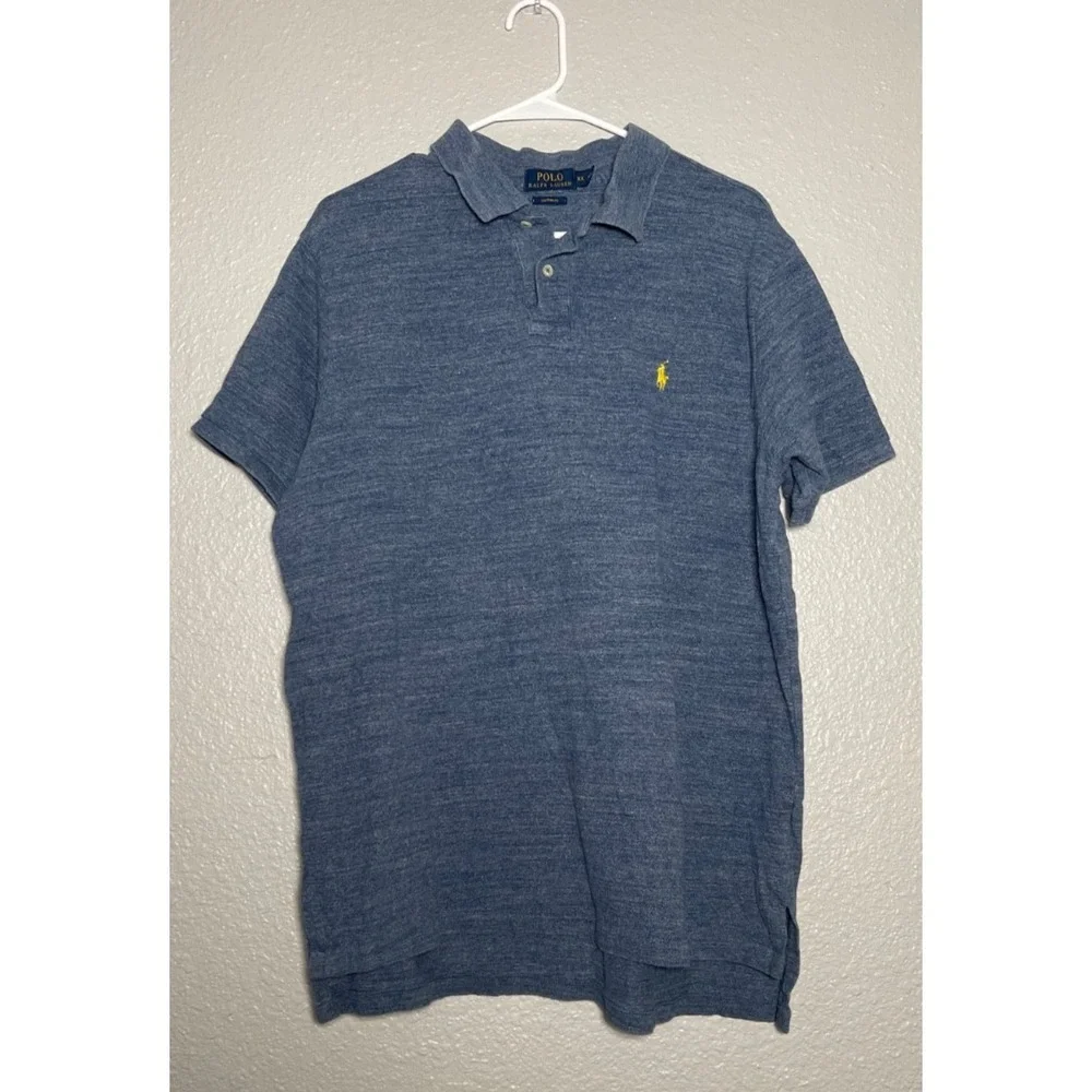 Polo‎ Ralph Lauren Polo Shirt Men's XXL Heather Blue Custom Fit